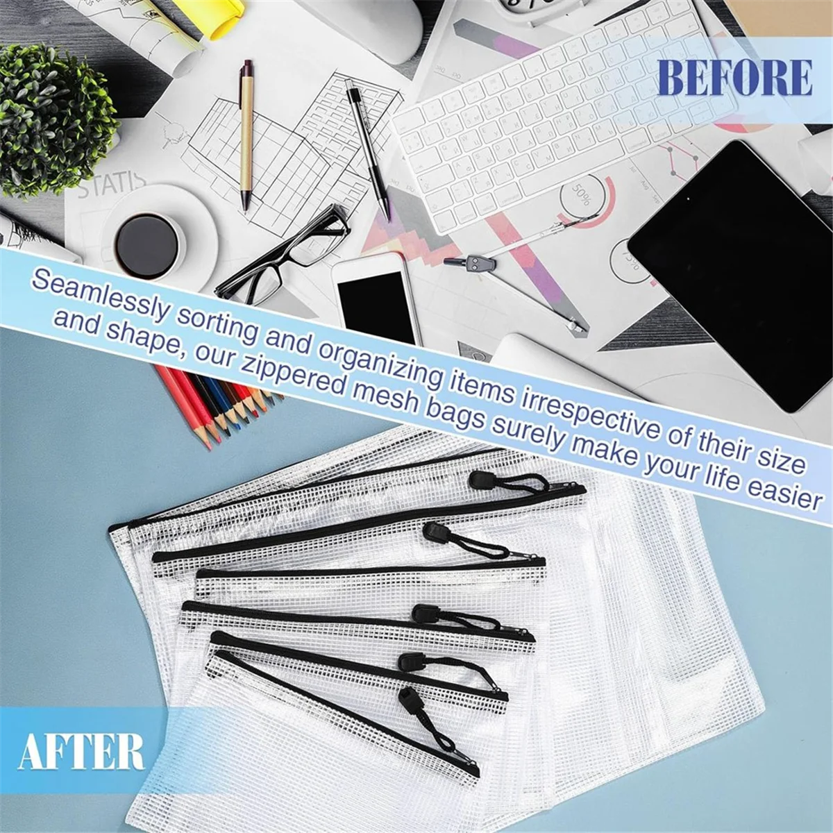 30 шт., сетчатые водонепроницаемые полупрозрачные мешки на молнии для хранения игрушек