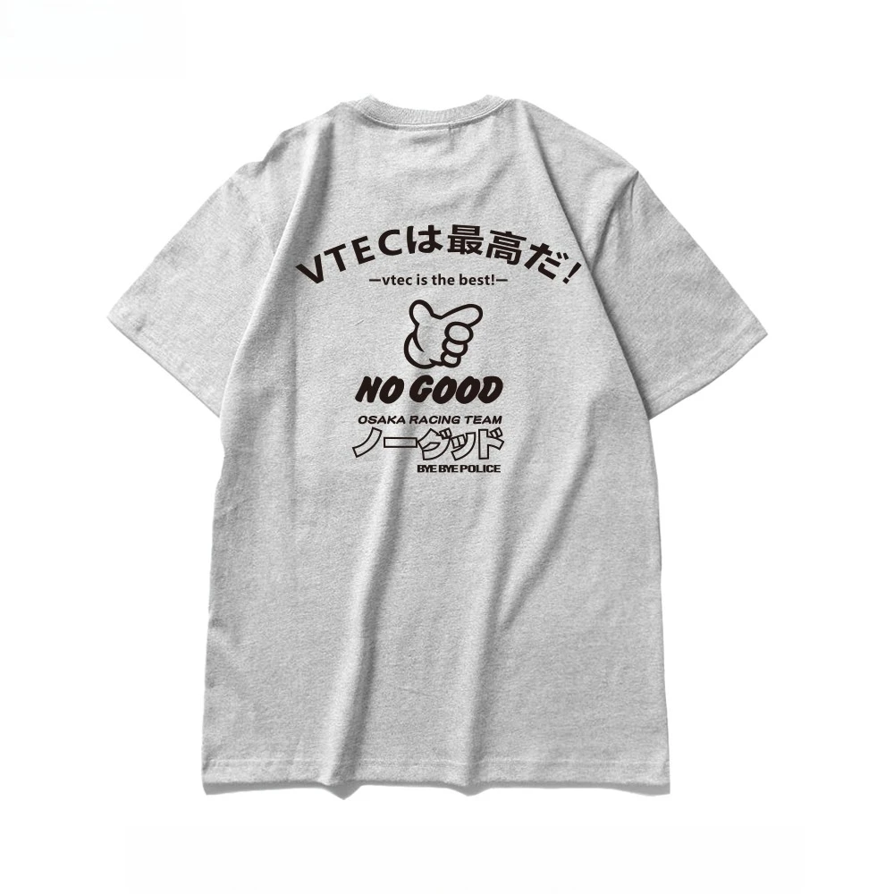 Jepang JDM Dimodifikasi Mobil Fit VTEC Osaka Runaway Katun Murni Kaus Lengan Pendek Musim Panas Harajuku Kepribadian Sederhana Bernapas