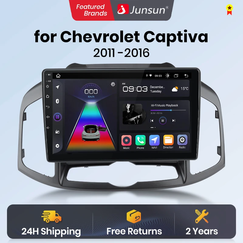 Junsun V1 AI Voice Wireless CarPlay Android Auto Radio For Chevrolet Captiva 2011-2016 4G Car Multimedia GPS 2din autoradio