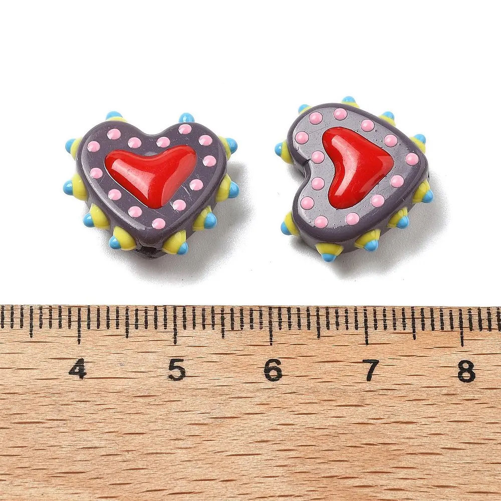 PandaHall 25 Stück Backlack-Glasperlen in Herzform, Emaille-beschichtet, 16-17x18x7mm, 1,2mm Loch für DIY Schmuck- und Halskettenherstellung – Detail 8