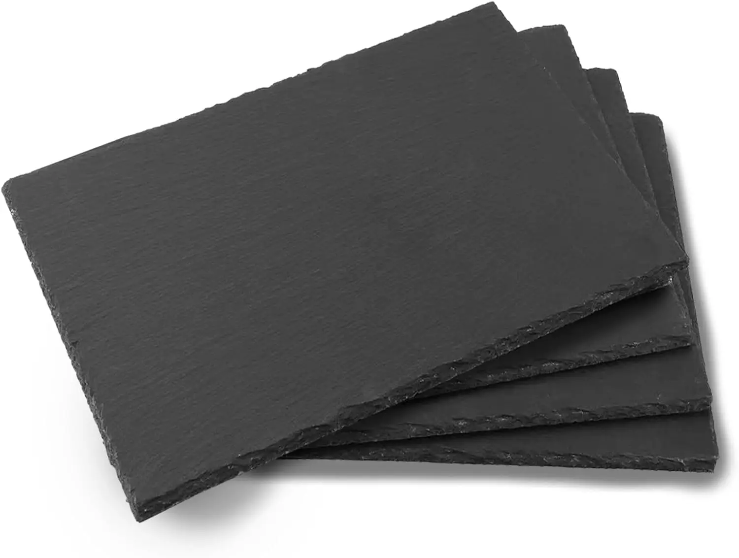 

4 Pack 16''x12'' Black Slate Cheese Board Slate Stone Plates with Natural Edge Square Serving Tray Coaster for Fruit Des