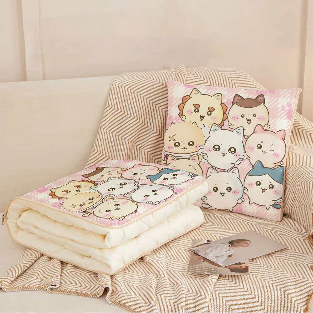 Anime Chiikawa Pillow Quilt Dual-Use Pillow Folding Air Conditioning Blanket Cushion Pillow 3-In-1 Office Nap Cushion Blanket