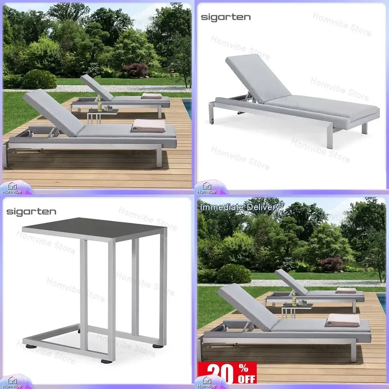 Outdoor Beach Lounger Poolside Chaise Lounge Chair Adjustable Recliner Patio Garden Furniture Sunbathing Deck Chair