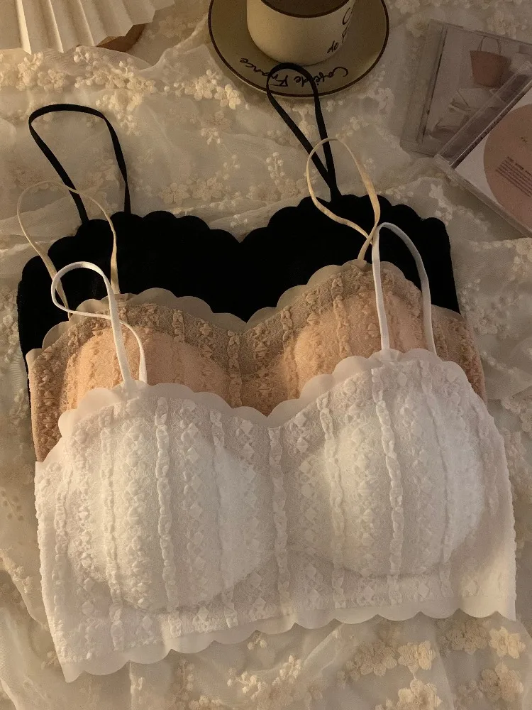 

Женская внутренняя одежда с тонкими бретелями, накладка на грудь, верхняя часть трубки, нижнее белье, жилет, чистый цвет, новинка осени 2023 г.