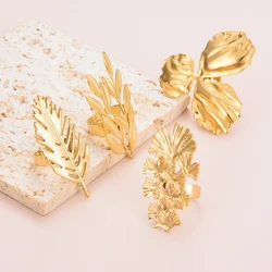 Exquisite Fashion Tree Branch Leaves Ring for Women Gold Color Plant Stainless Steel Punk Jewelry Gifts for Friend Wholesale