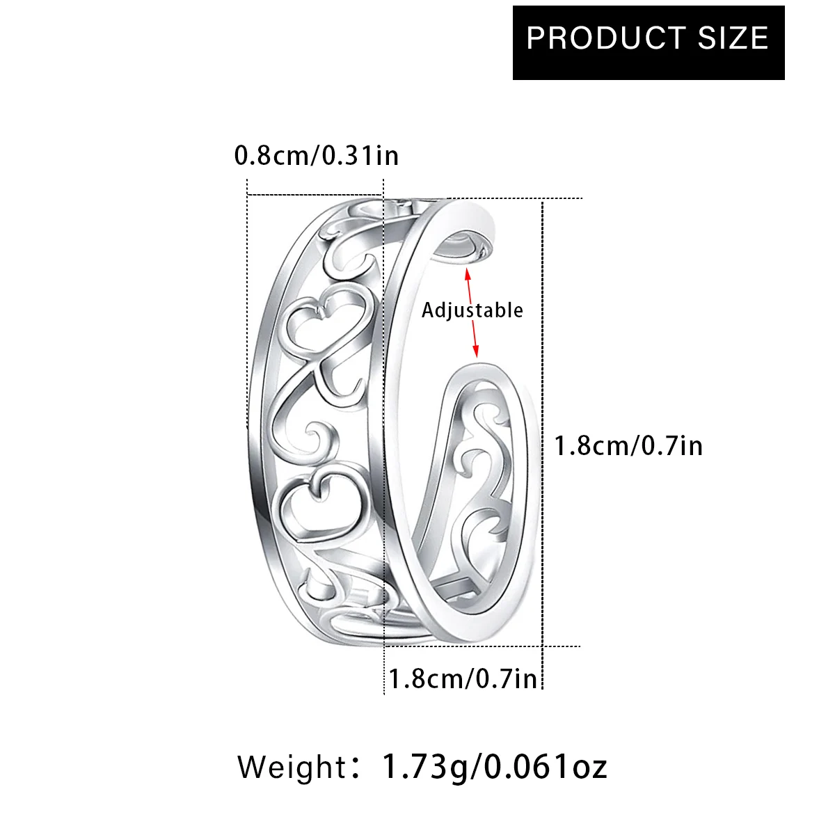 Creative Adjustable Toe Rings Set Hollowed Heart Star Opening Toe Ring for Women Fashion Jewelry Gift Accessories