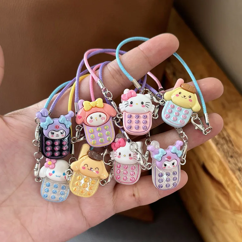 

Fashion Sanrio Hello Kitty Keychain Cute Mini Phone Animal Series Flat Back Resin Ripple Clipbook DIY Jewelry Craft Decoration