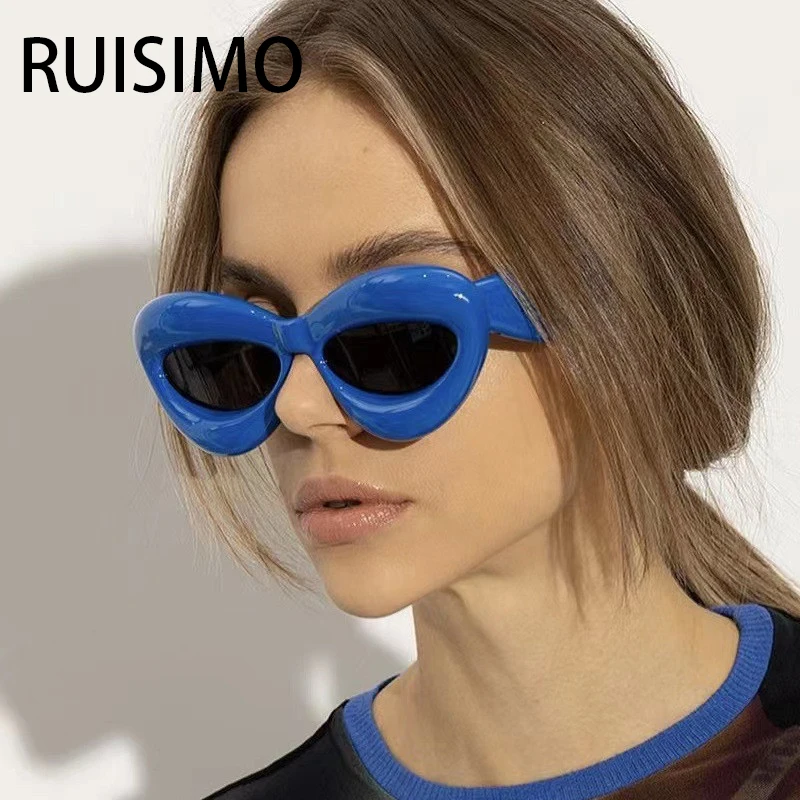 Unique Candy Color Sexy Lip Y2k Sunglasses For Women New Luxury Brand Yellow Blue Gradient Sun Glasses Men Punk Hip Hop Shades