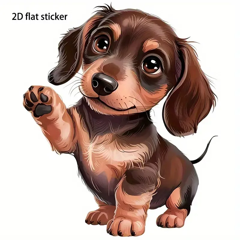 6-Inch Cute Dachshund Car Sticker - Self-Adhesive Vinyl Decal with Playful Cartoon Design Smooth Surface for Laptops Motorcycles
