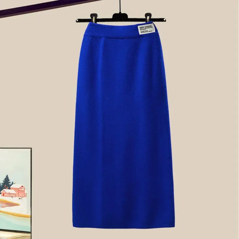 Women's Spring Autumn Outfits 2023 New Korean Fashion Wear Loose Knitted Sweater High Waist Slim Half Skirt Two Piece Set