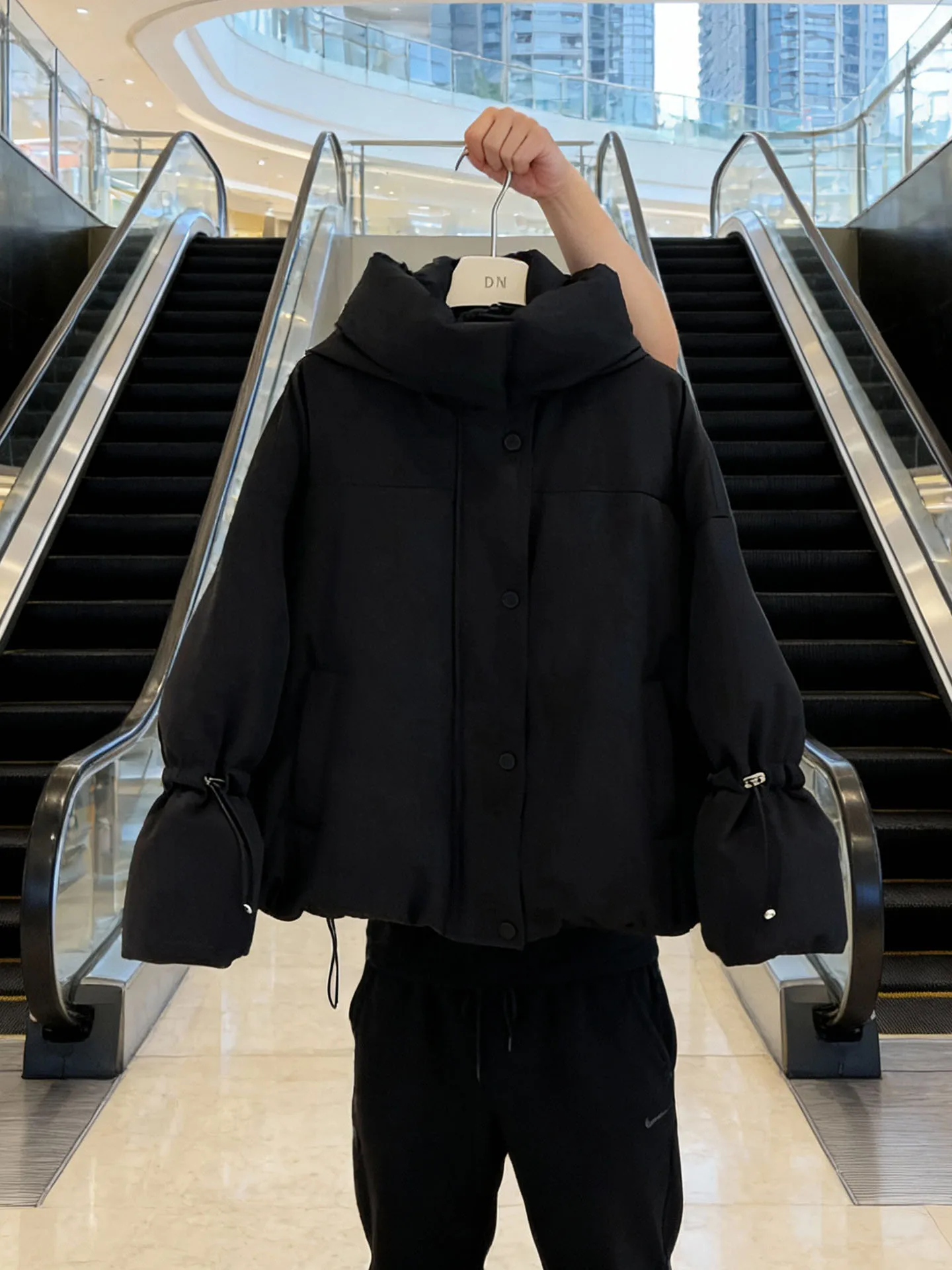 Korean Sle ort Hooded down Jaet Women's Winter Faionable Thi Outerwear High Waist White Du down Filling Warmth