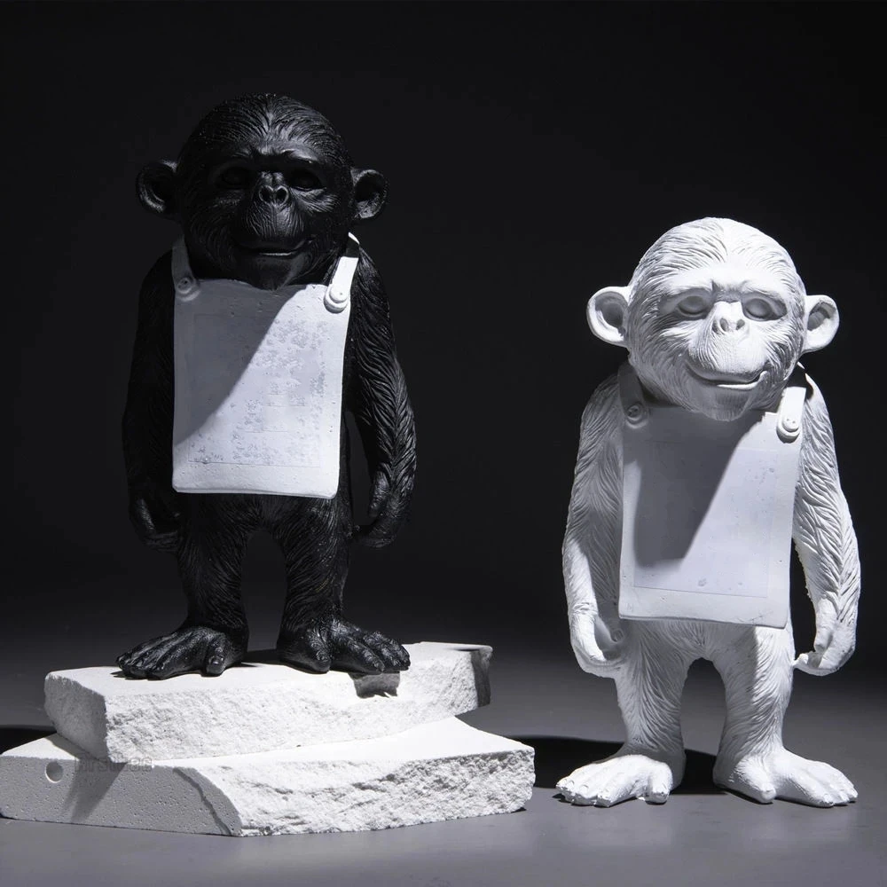 Personality Banksy Sculpture Gorilla Resin Figure Arts Monkey Statue Home Decoration Living Room Cabinet Indoor Figurines Crafts