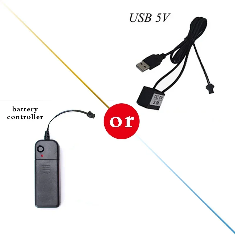 EL Wire 5/4/3/2/1Color 1M Illuminated Lights with Neon Lights DIY Combination Multicolor Lights AA Batteries USB Prom LED Strips