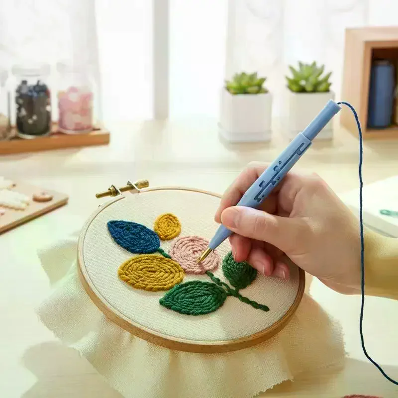 Embroidery Kit Punch Needle Stitching Tool Magic Embroidery Needle Pen Weaving Tool Knitting Sewing Tools For DIY