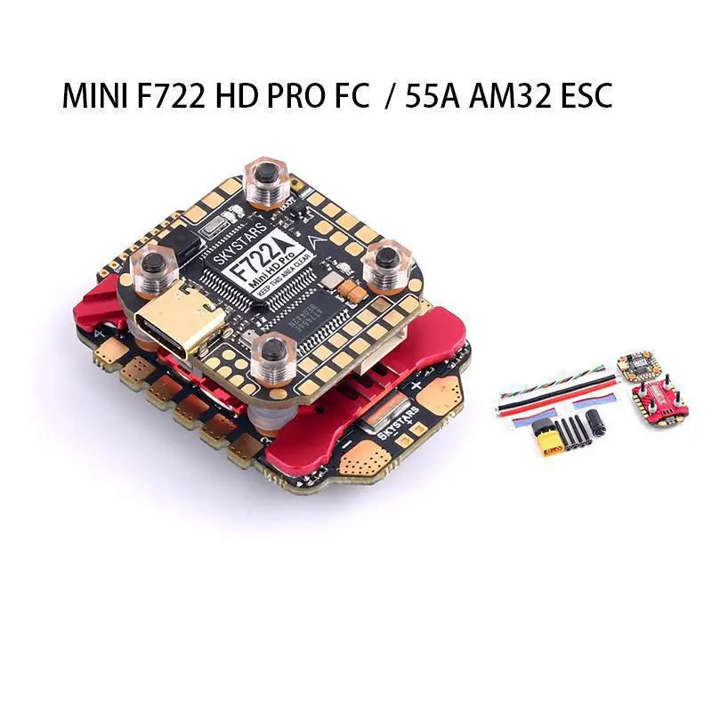 

SKYSTARS F722FC &AM32 55A 4IN1 ESC MINI 20×20 Stack 3-6S Baro Built-in OSD Full Color LED Support DJI RC FPV Racing Drone