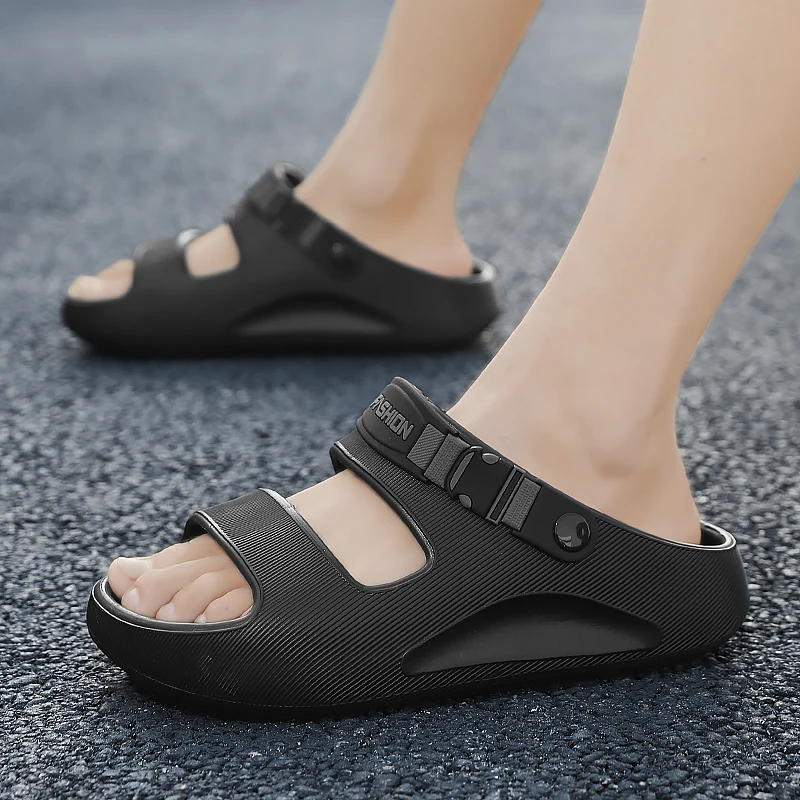 

Мужские летние дышащие пляжные шлепанцы 2026 года с толстой подошвой, увеличивающие рост, с мягкой подошвой, повседневные, для вождения