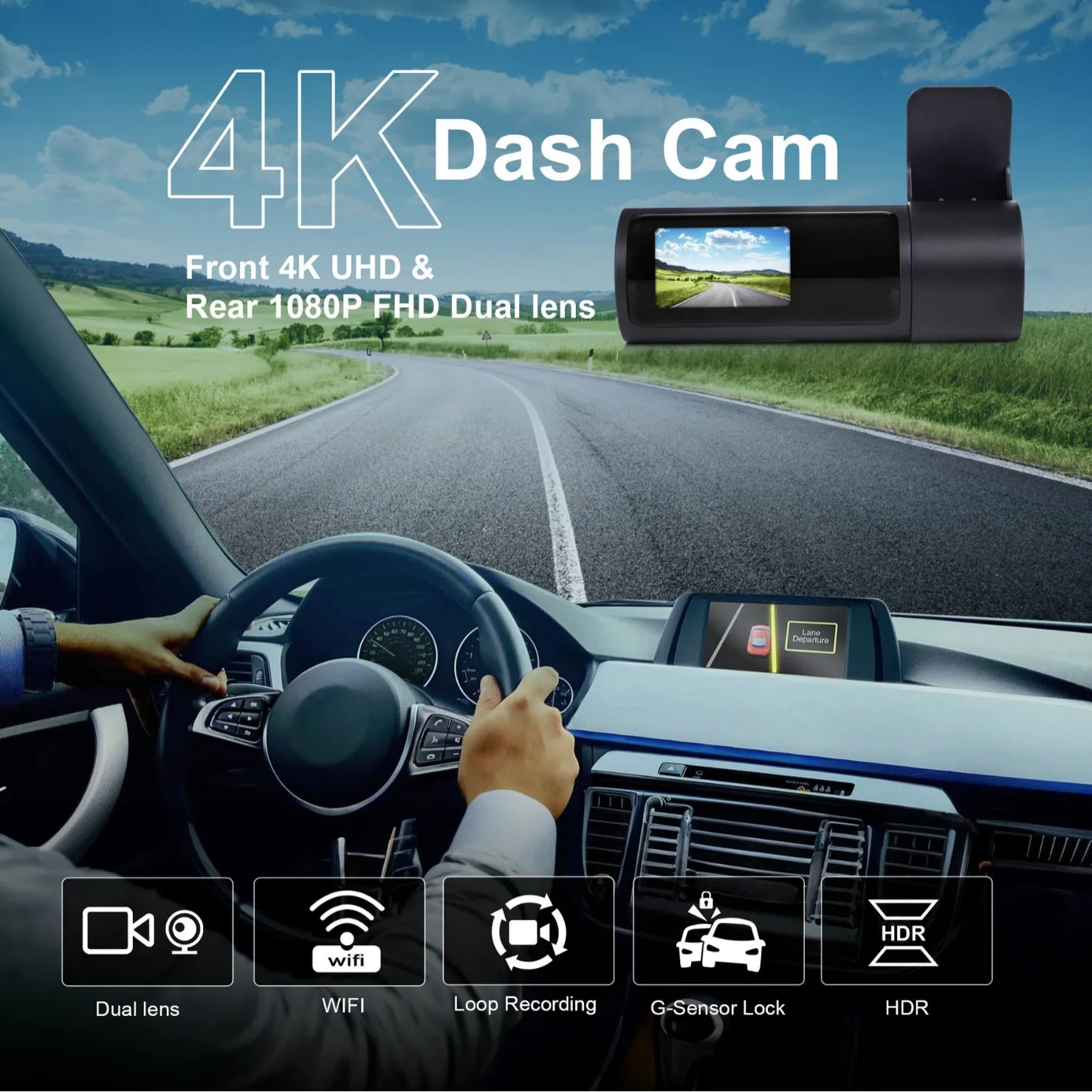 Mini WIFI GPS 4K 3840*2160P Dash Cam Car DVR Camera Dual Len Video Drive Recorder Dashcam Registrar Black Box 24 Hour Monitoring