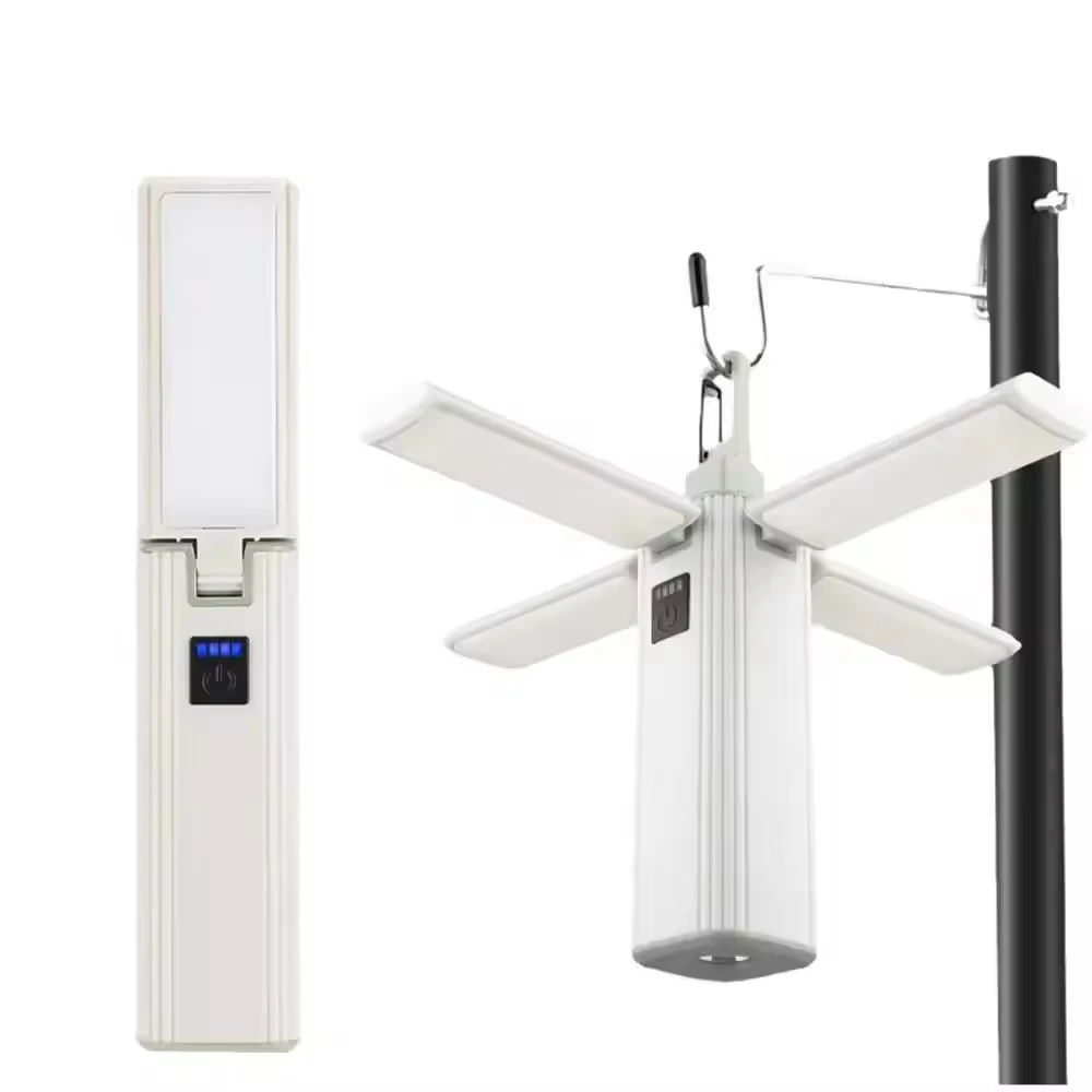 Rechargeable Camping Light Hook Tent Chandelier Multi-function Eye Protection Protable Flashlight Folding Handheld Hanging Lamps