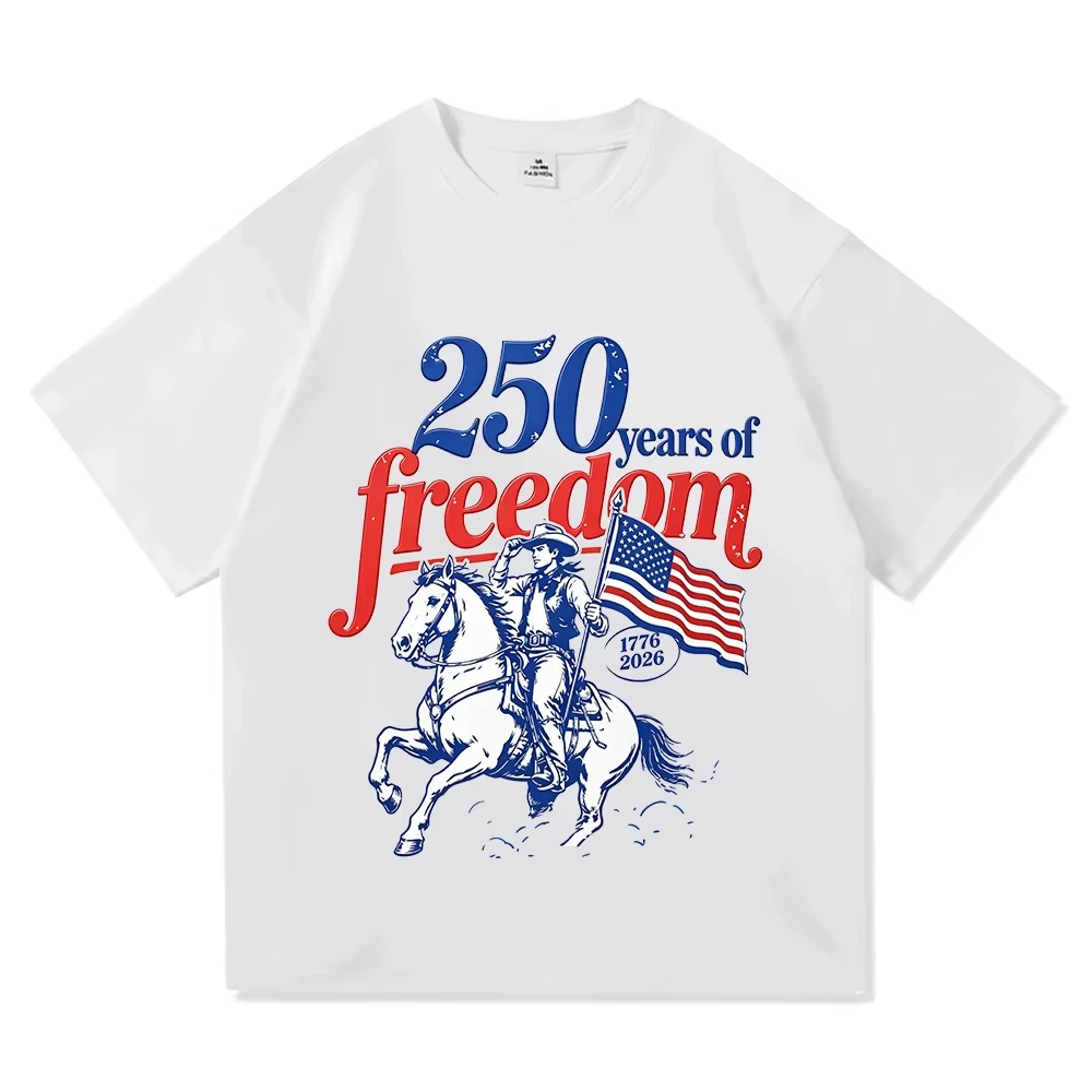 Retro Western USA 250th Anniversary Tee 2026-250 Years of Freedom 250 Patriotic T Shirts Summer Cotton Short Sleeve Unisex Tees
