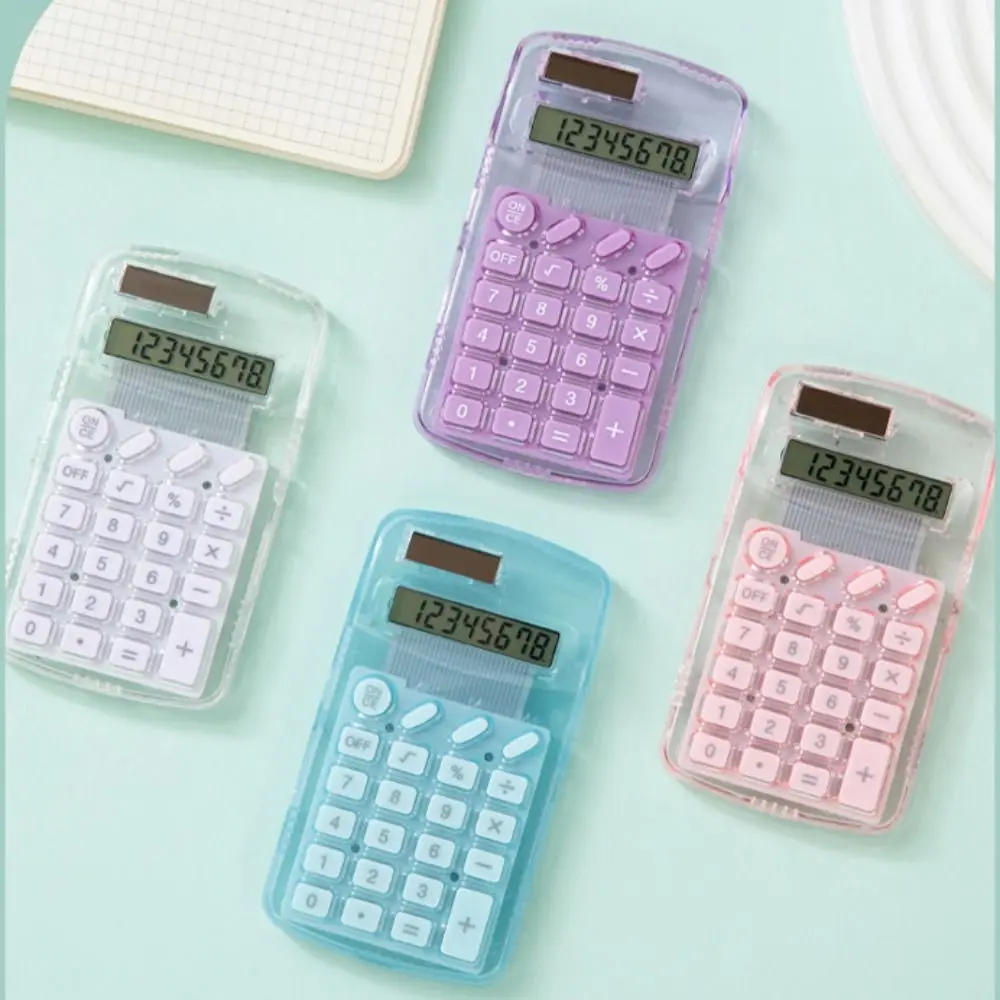 

New 8-digit Electronic Calculator Mini Silicone Button Keyboard Calculator Portable Transparent Math Calculators School Supplies