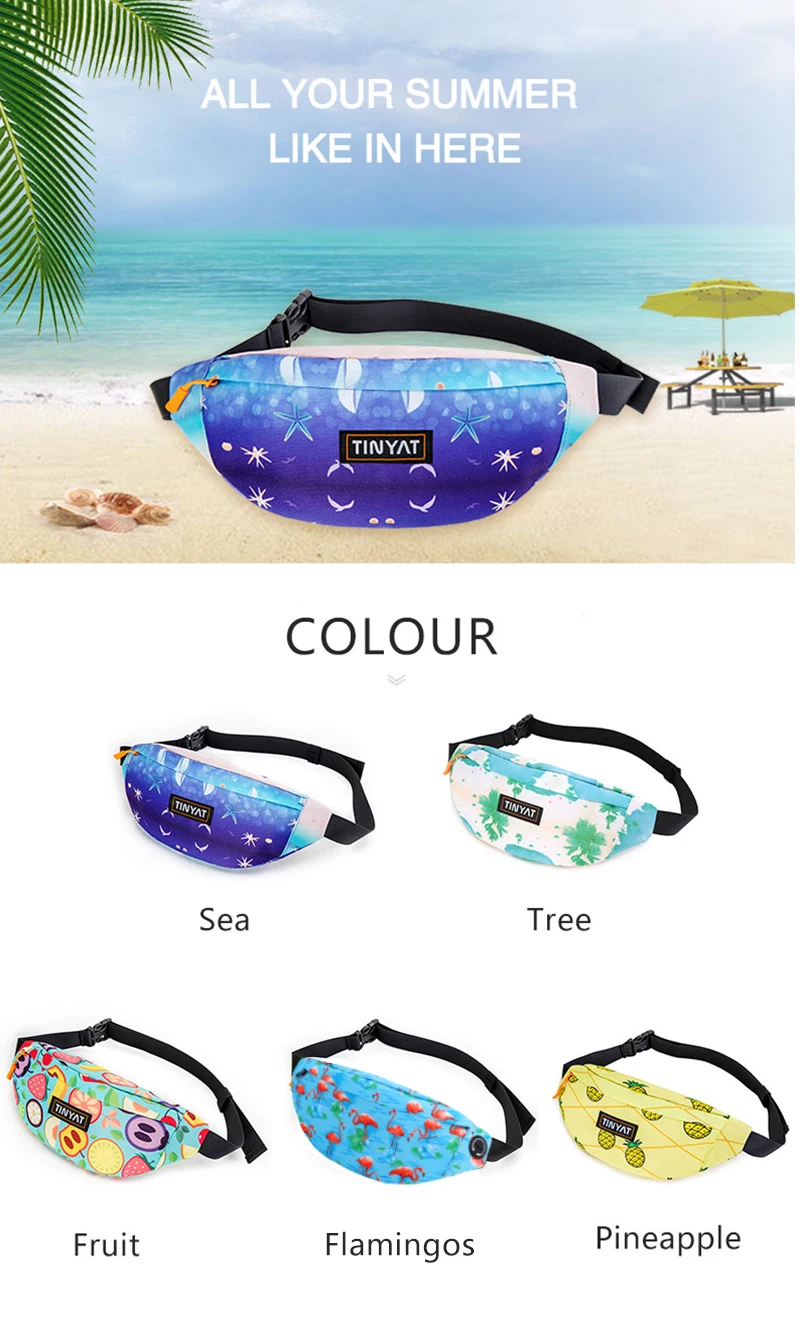 Tinyat einfacher Druck wasserdichte Taille Pack große Kapazität Flamin Multi-Fach Gym Packs Laufen Wandern Outdoor-Sport verwenden – Detail 1