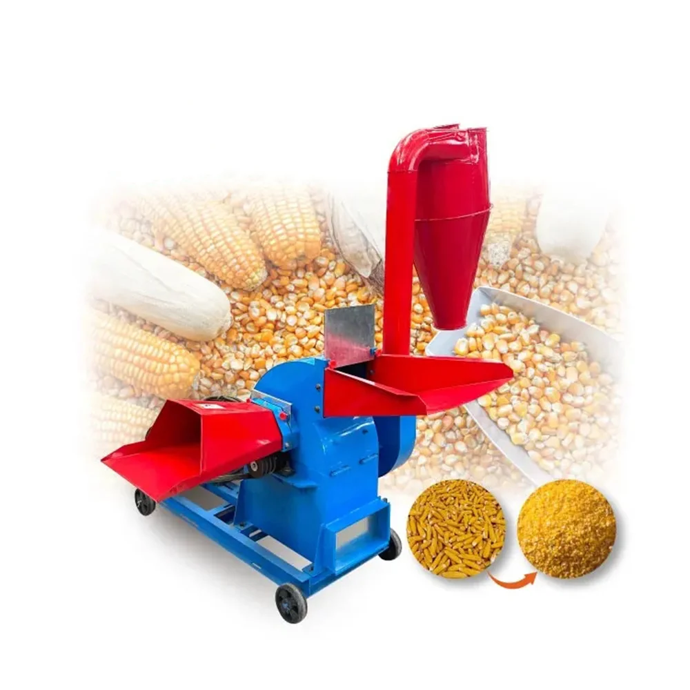 

Double Inlet 11kw Corn Rice Husk Maize Grinding Machine Hammer Mill 500-1000KG/H Poultry Livestock Animal Feed Grinder Crusher