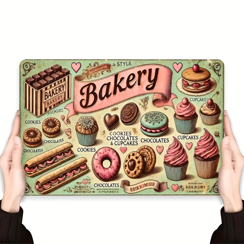 Vintage dessert shop billboard, metal iron sign, inches, Perfect for Room Decor
