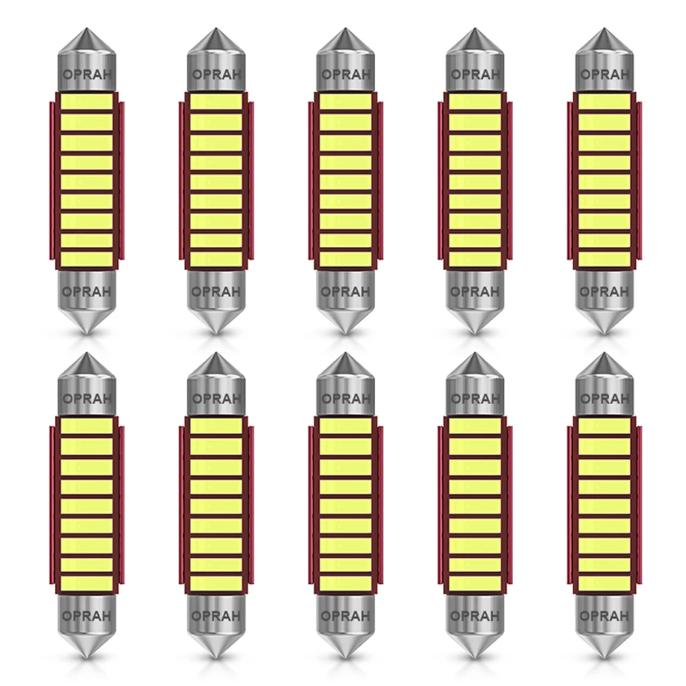 10pcs LED Festoon C5W C10W Car Interior Light 31mm 36mm 39mm 41mm Canbus Auto Ceiling Dome Lamp Number Plate Bulb Ice Blue White