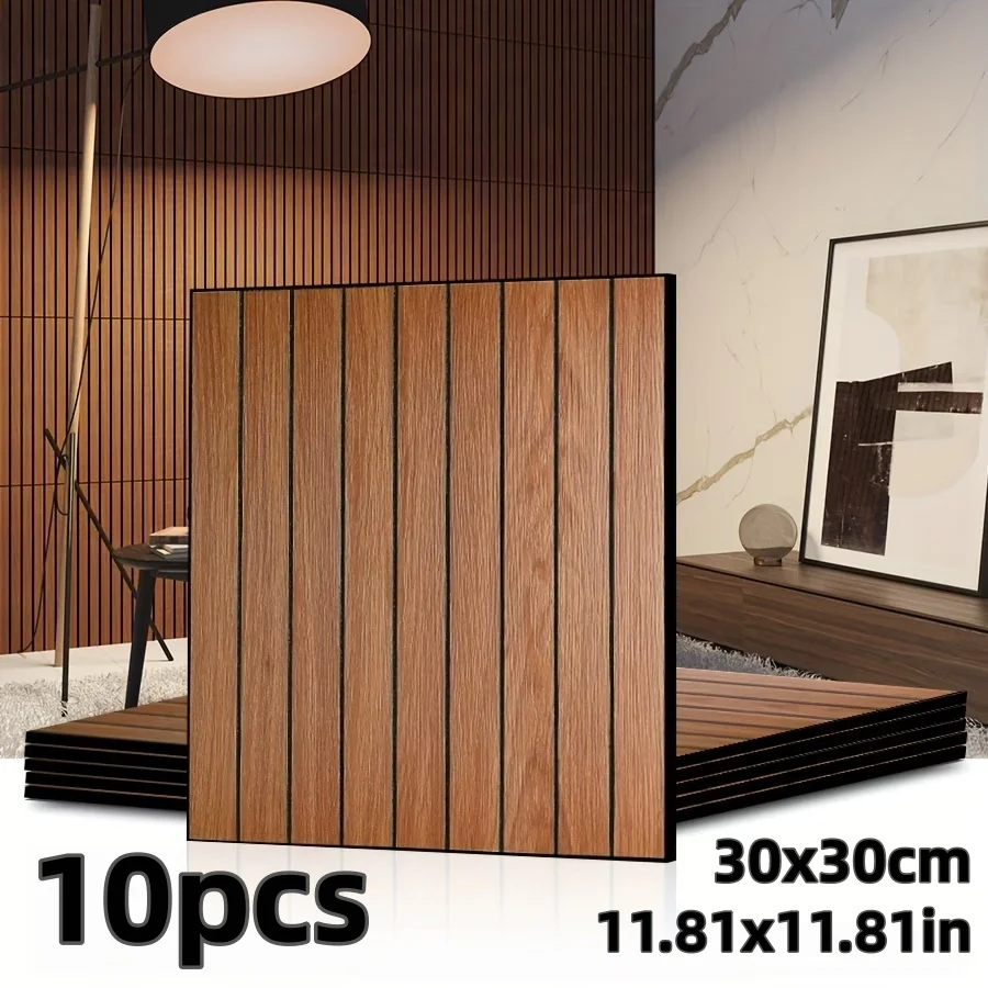 10pcs Thickened 3D Stereoscopic Textured Grid Striped Wallpaper, Self-Adhesive Peel And Stick, Background Board Wall Sticker