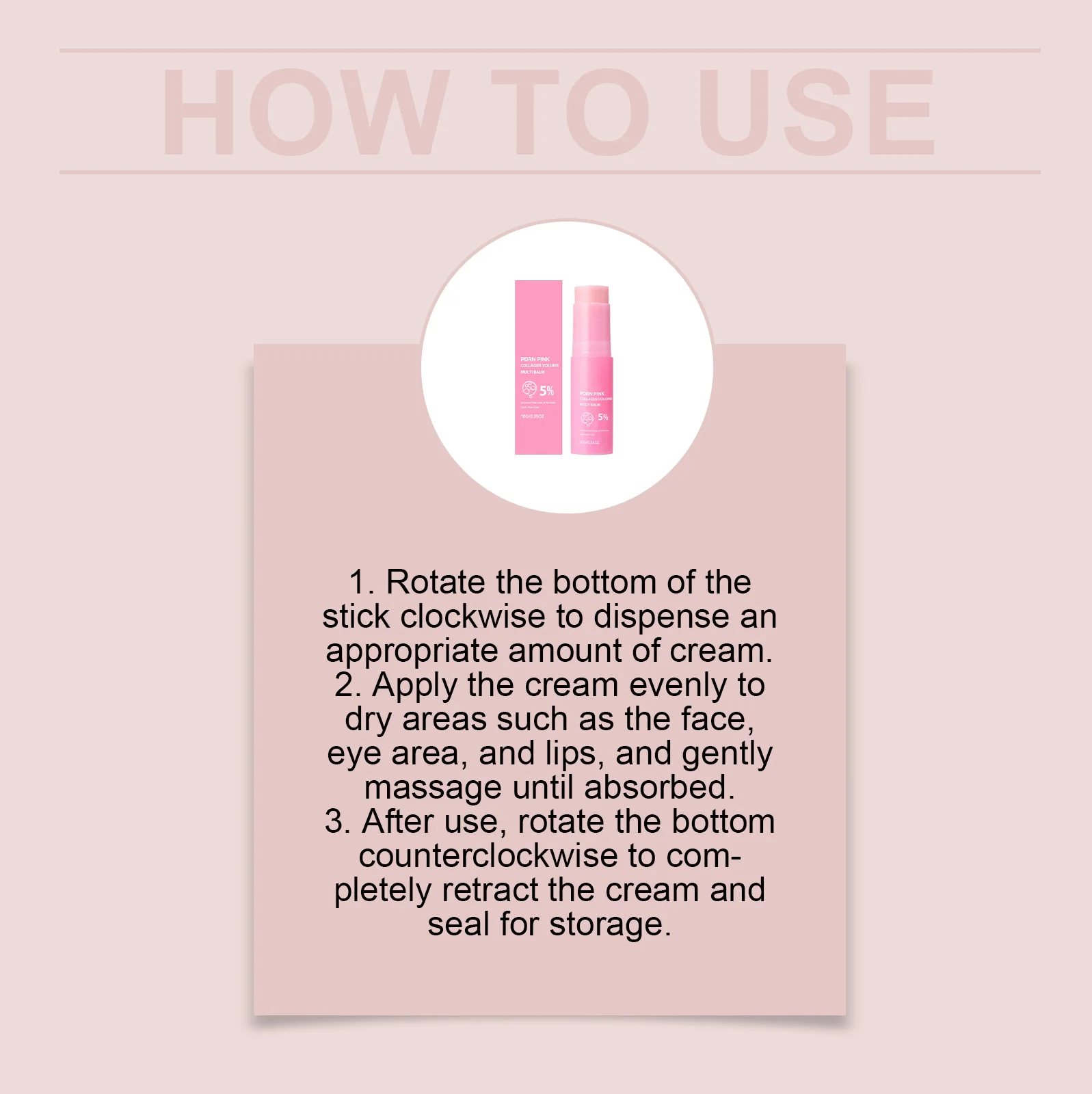 PDRN Pink Collagen Volume Multi Balm Stick Soothing Moisturizer Repair Face Cream Anti Aging Firming Skin For Eye Neck Forehead view 6