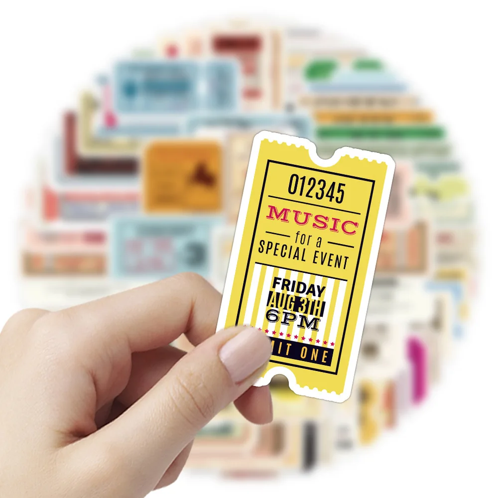 10/60 個レトロチケットスタブ漫画ステッカーバンドスタイル落書き装飾 DIY おもちゃ冷蔵庫ラップトップギターバイクスケートボードデカル