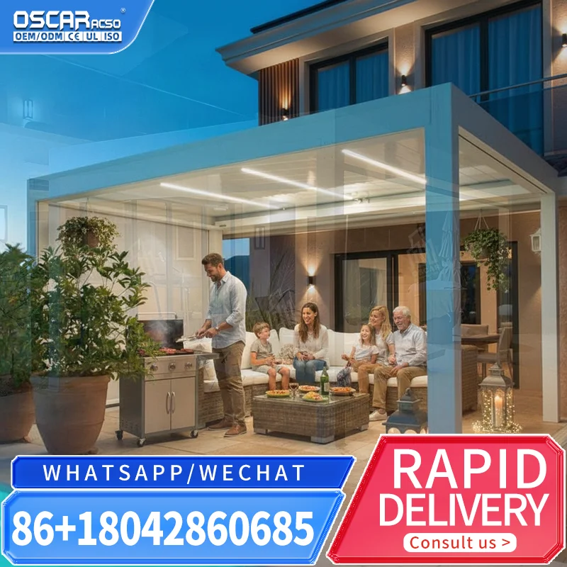 3x3m 3x4m 4x6m Freestanding Detached Patio Backyard Barbeque Space Carport Pergola with Rain Sensor pergola