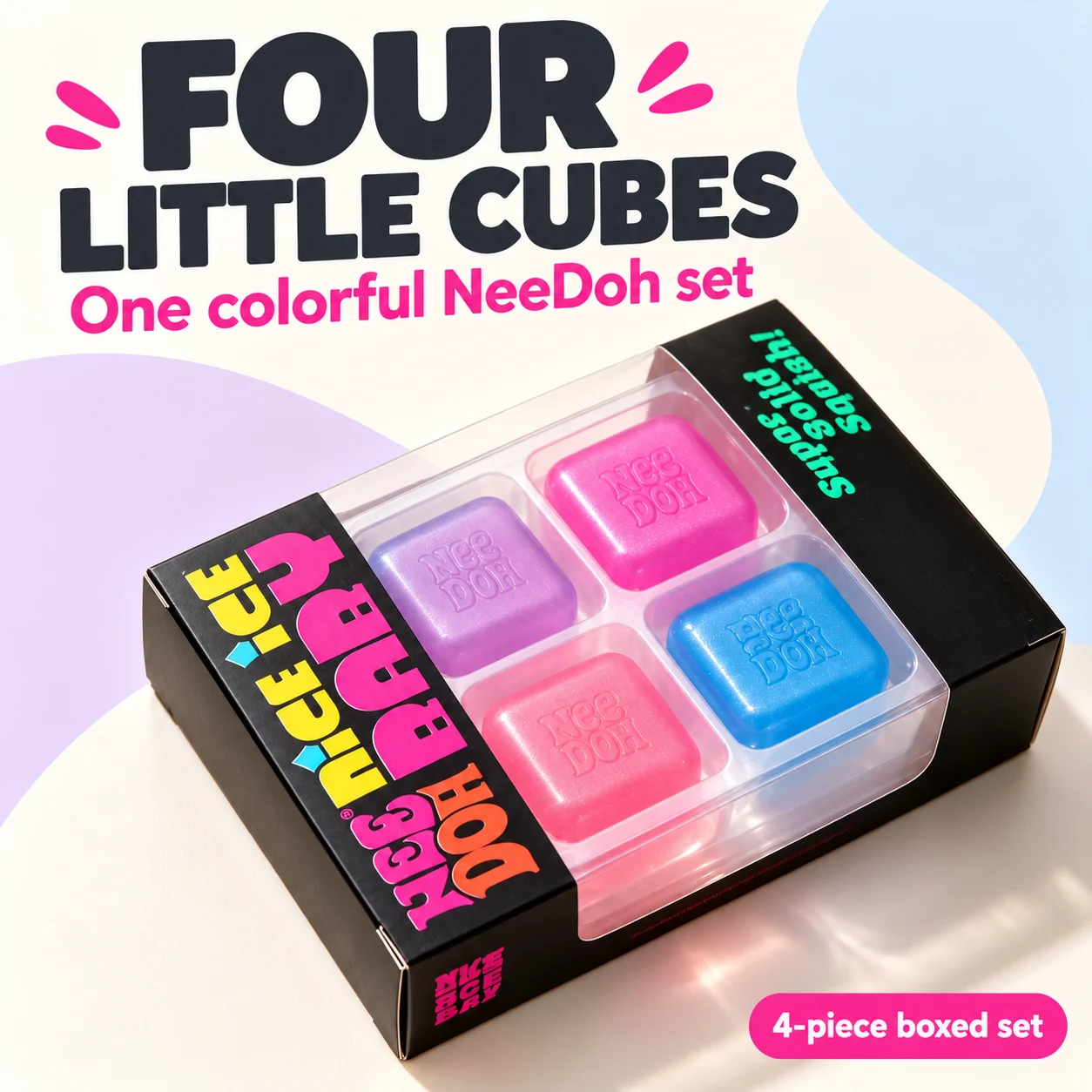 In Stock Schylling NeeDoh Nice Cube Squishy Sensory Fidget Toy, Soft Squeeze Blocks for Stress Relief & Relaxation, Handheld Toy