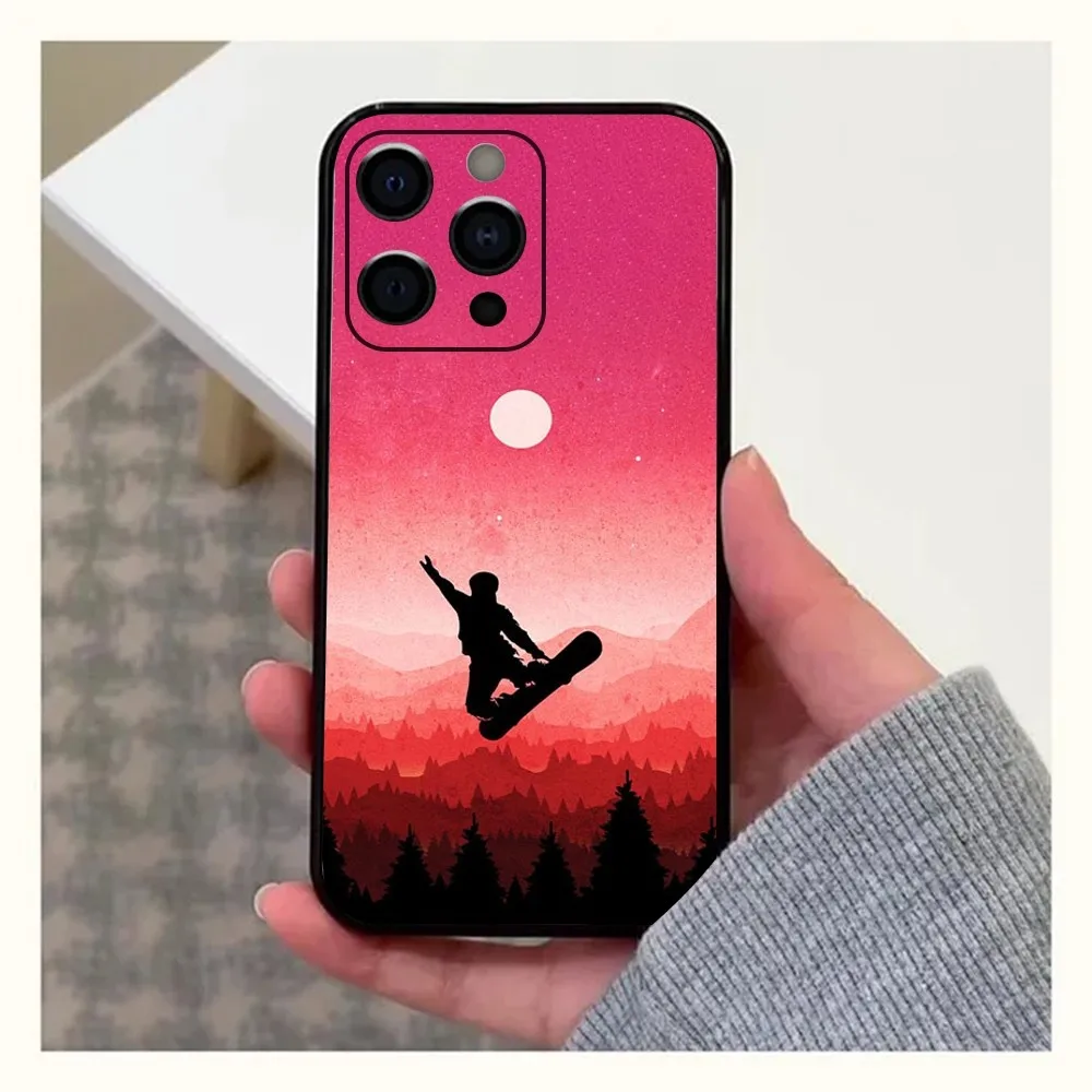 Skiing Snow Snowboard Ski Phone Case For Apple iPhone 15,14,13,12,11,Pro,X,XS,Max,XR,Plus,Mini Soft Black Cover