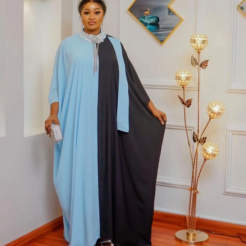 Plus Size African Dresses For Women Chiffon Boubou Ankara Dashiki 2 Piece Set Outfits Dubai Kaftan Abaya Robe Marocaine Femme