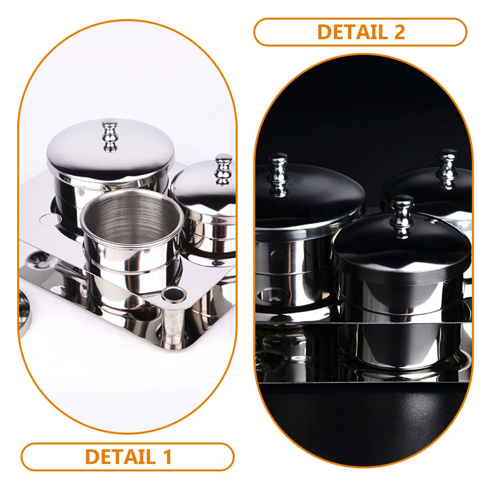 1 مجموعة الفولاذ المقاوم للصدأ الفن الكؤوس 3 قطعة مانيكير دابن طبق حامل السائل ل مزيل طلاء الأظافر الاكريليك خلط القلم تنظيف