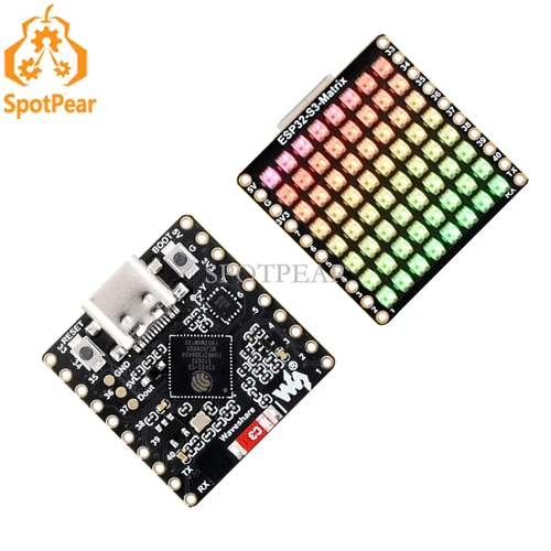 ESP32-S3 Matrix 8x8 RGB-LED-WiFi Bluetooth con sensor giroscópico de actitud QST QMI8658C