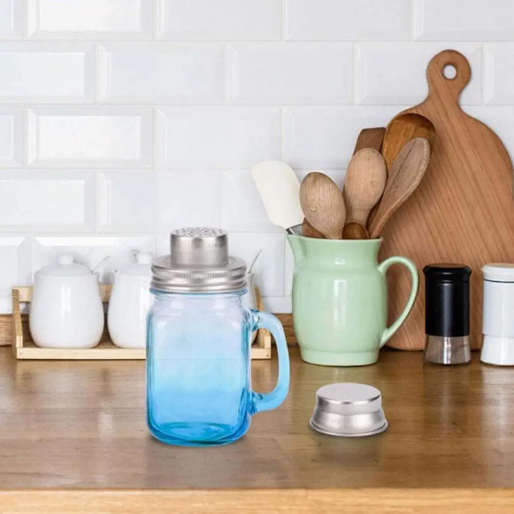 Cocktail Shake Bottle Tops Stainless Steel Mason Jar Shaker Lids for Seasoning Kitchen Cooking Bar Tool Sugar Salt Pepper