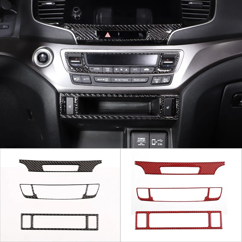 

Soft Carbon Fiber Car Center Console Air Conditioning Seat Heating Switch Panel Frame Cover Trim For Honda Pilot 2015-2022