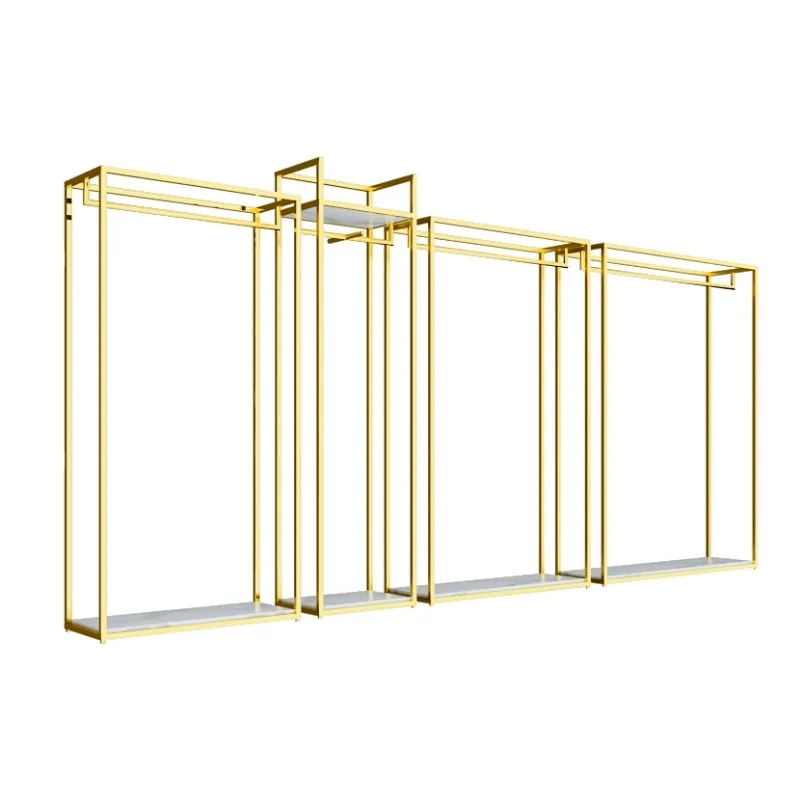 High-end wedding store shelves Floor-to-ceiling clothing Gold special studio dress Display hangers