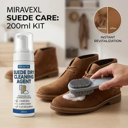 Suede Shoe Dry Cleaner with Brush Set, Waterless Stain Remover Foam for Nubuck Leather Sneakers Boots Footwear Care