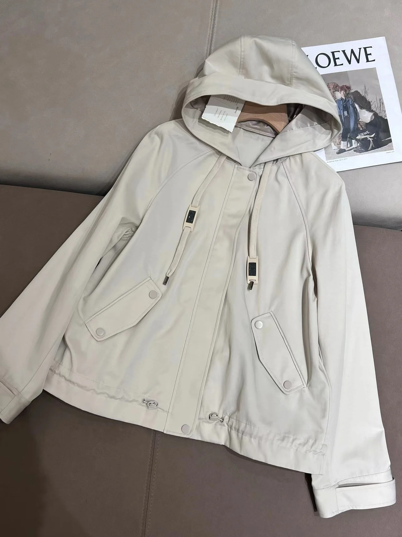 Spring Autumn B*C Windbreaker Jacket Women Casual Hooded Short Coat For Woman