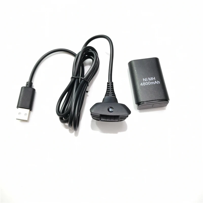 Xbox 360用充電式バッテリーパック,ワイヤレスゲームコントローラー,USB充電ケーブル付き交換用バッテリー,4800mah,1個,2個
