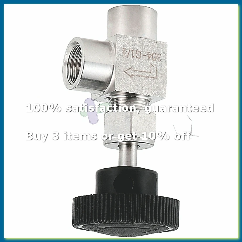 Needle Valve Adjustable Needle Valve 1/4 Inch Right Angle Female Thread SS304 for Water Gas Oil-A56M