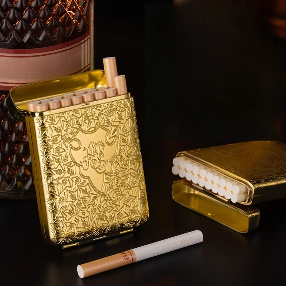 Retro Carving Cigarette Case 16pcs Capacity Storage Container for 84mm Cigarette Pocket Cigarette Box Holder Smoking Accessories