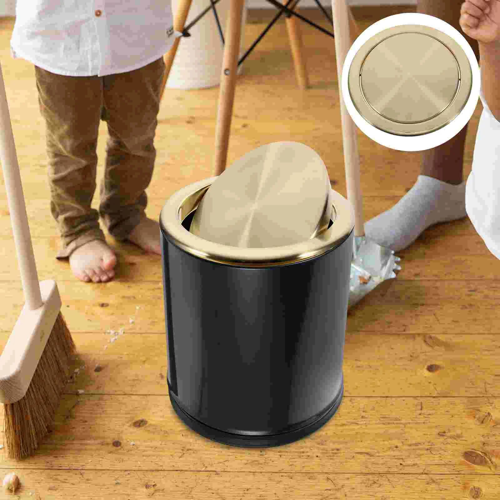 Practical Accessory Round Recessed Counter Top Cover Stainless Steel Space-saving Lid Design Countertop Trash 430 Anti-rust Can