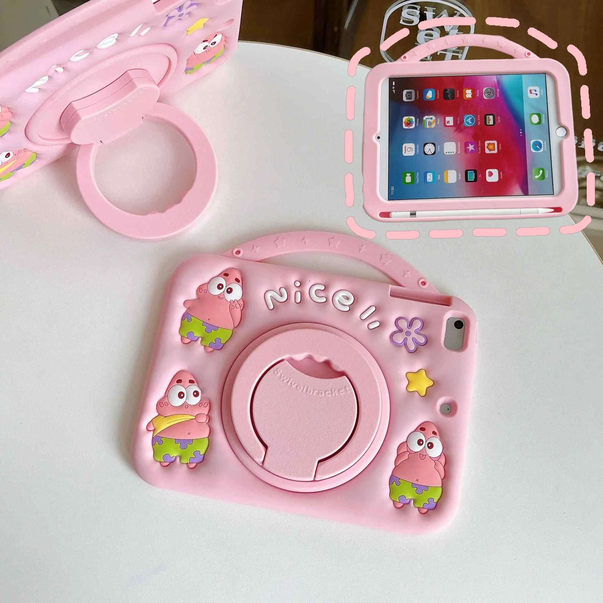 Funda Kawaii Patrick Star Flex TPU para iPad 11.ª Generación, 10.ª Generación, Pro 11 Pulgadas, Air 1.ª, 2.ª, 3.ª, 4.ª, 5.ª Generación, Regalo de Cumpleaños