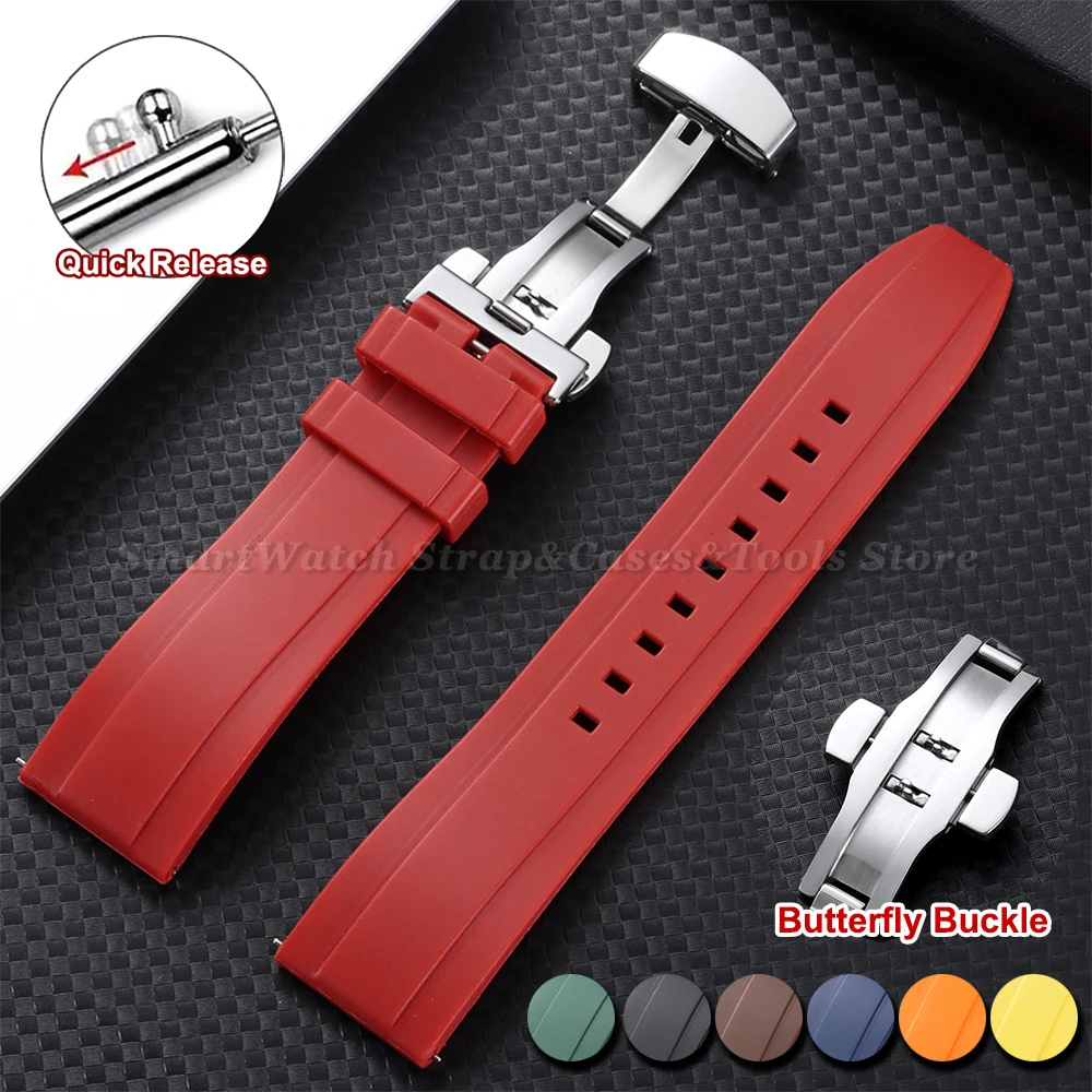 20mm 22mm Soft Silicone Watch Strap for Seiko Quick Release Waterproof Sport Watchband for Rolex Men's Diving Rubber Wristband