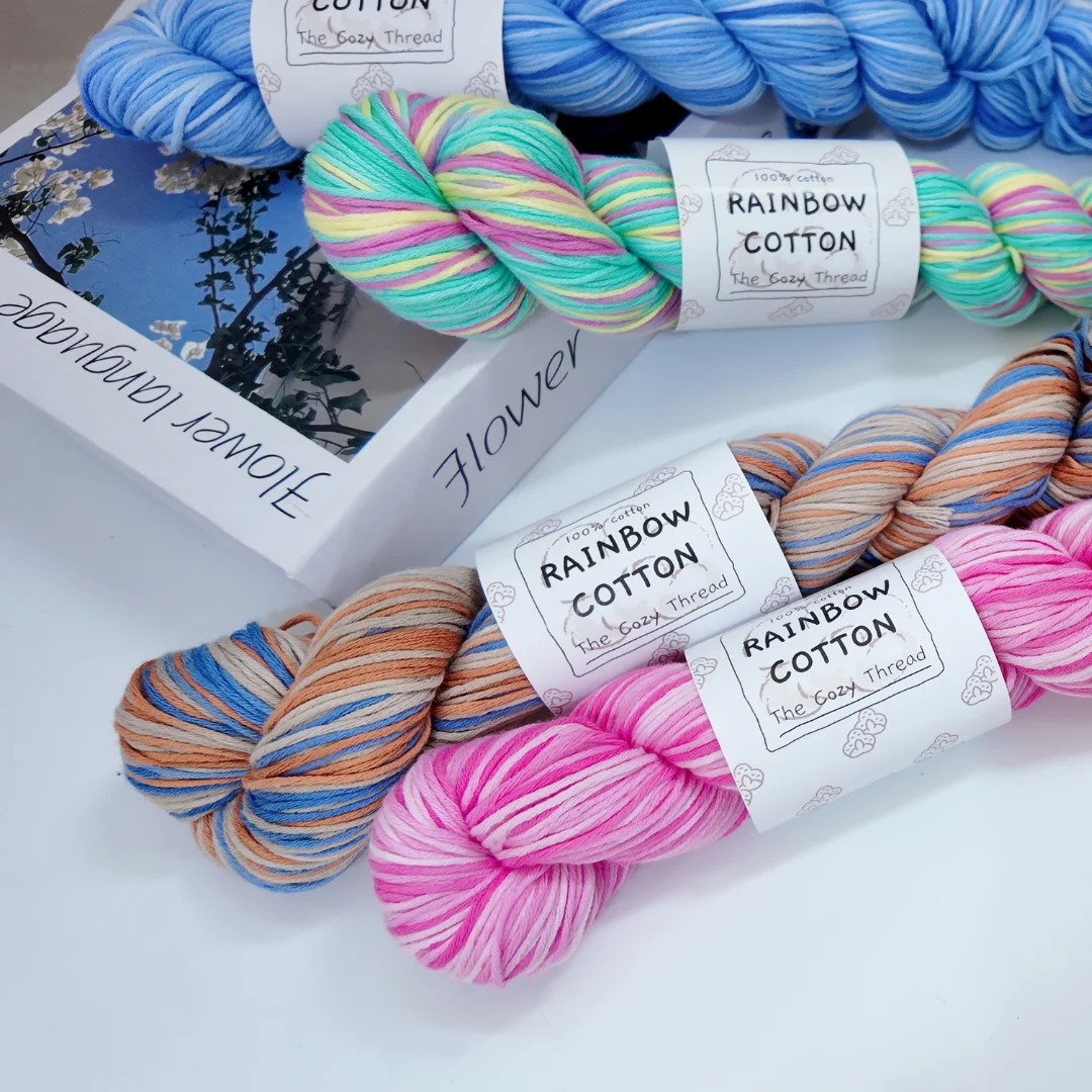 3-Pack Selected 100% Gradient-Dyed Cotton Yarn, Suitable for Crochet, Sweaters, Hats, Scarves, and Various DIY Crafts