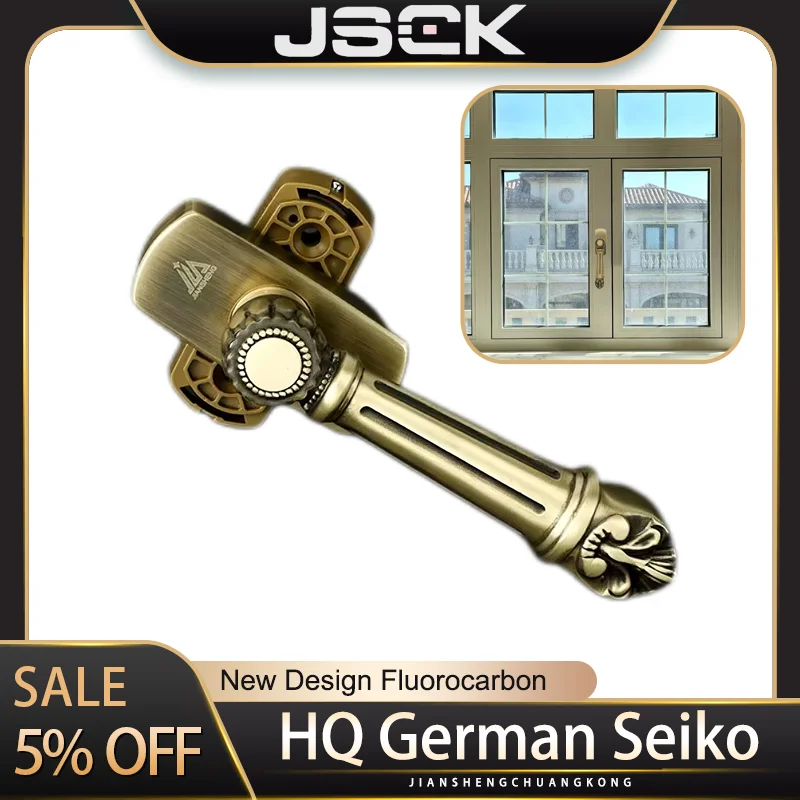 

Hand-carved brass straight-handle lock handle - Vintage Baroque Style Mansion Upgrade Hardware for Aluminum alloy windows